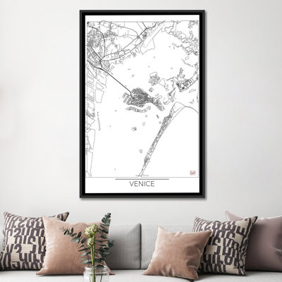« venice minimal urban blueprint map », impression sur toile