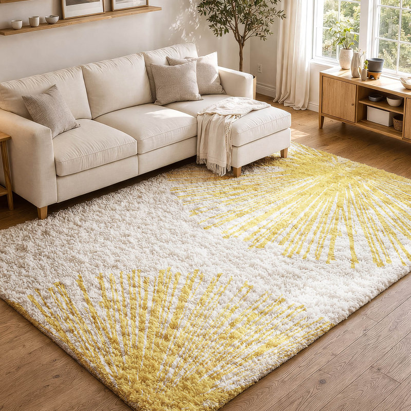 Tapis à poils longs lavable à la machine de qualité supérieure ADS642, Gold, 10' x 14'