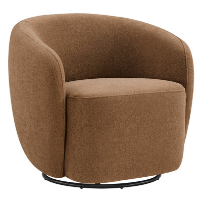 Fauteuil d'appoint pivotant moderne avec dossier moulant et base en métal, rotation à 360 °