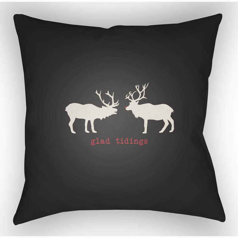 Glad Tidings Indoor/Outdoor Throw Pillow, 20" H x 20" W x 4" D, Green / White / Red
