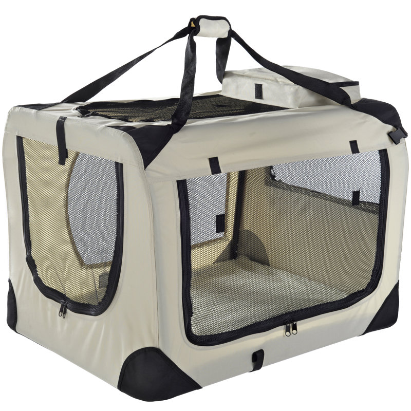 Chorley Collapsible Pet Soft-Sided Crate with 1 Door, Large (52 cm H x 52 cm W x  70 cm L), Beige