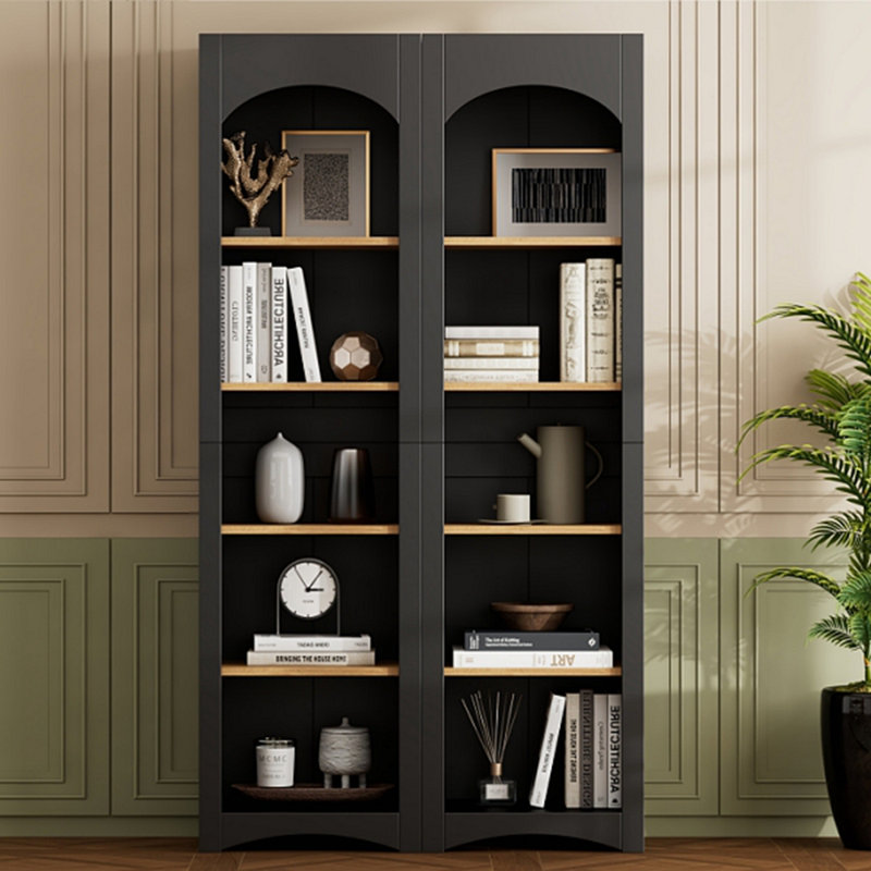 Free Standing 5 Tier Bookshelves, Bookcases Set Of 2, Farmhouse Two-Tone Storage Cabinet With Adjustable Shelves, Modern 72"H Kitchen Pantry Cabinet For Living Room, Home Office