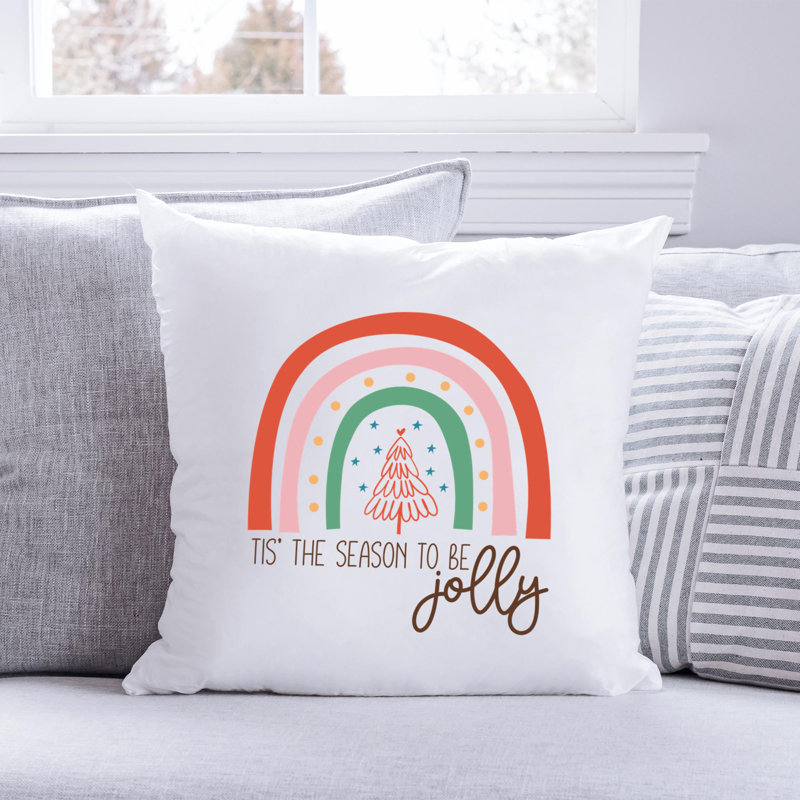 ChristmasRainbow-01 Reversible Throw Pillow, 14" x 14"