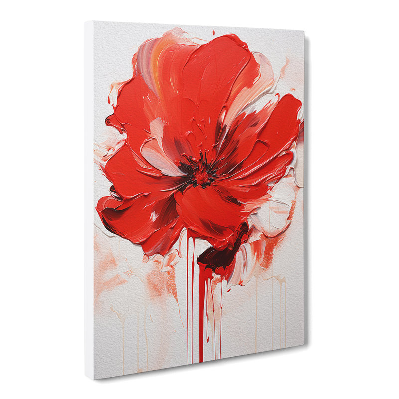 Poppy Flower Action Painting - Wrapped Canvas, 60cm H x 40cm W x 3cm D