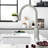 Brushed Nickel Bridge Kitchen Sink Faucet, Pull-Down , 3 Holes 2 Handles, Functional Hole Faucet With Pull-Down, Nickel, Materials