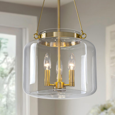 Aliette Kaeson 3-light Lantern Drum Chandelier With Thick Clear Glass Shade