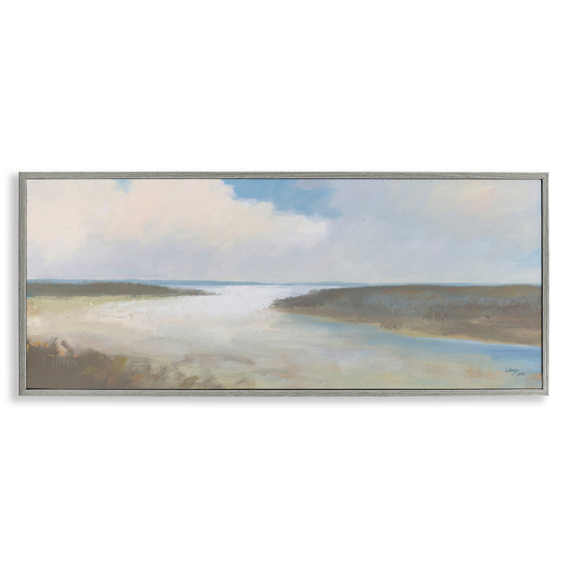 Soft Coastal Shore  Framed Giclee Art by Wellington Studio bf-096, Farmhouse Grey Framed Giclee, 10'' H x 24'' W