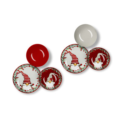 Holly Gnomo Piece Dinnerware Set - Service for 6