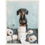 «Cute Dachshund Dog», papier de toilette, bleu sarcelle, salle de bain par The Creative Bunch Studio, reproduction d'art sur toile encadrée