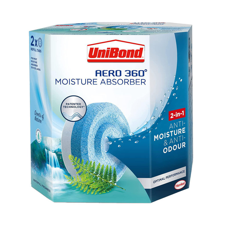 Unibond Aero 360 ° Moisture absorber Waterfall Freshness Refill Tab, Twin Pack