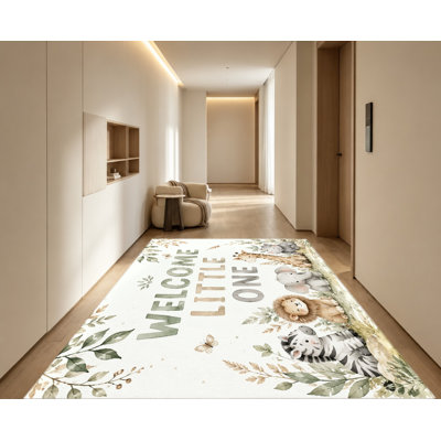Tapis imprimé aquarelle animaux de safari, thème d'accueil, motif lion, zèbre, éléphant et girafe, tapis de sol artistique, antidérapant, décoration intérieure pour dortoir, salon, chambre