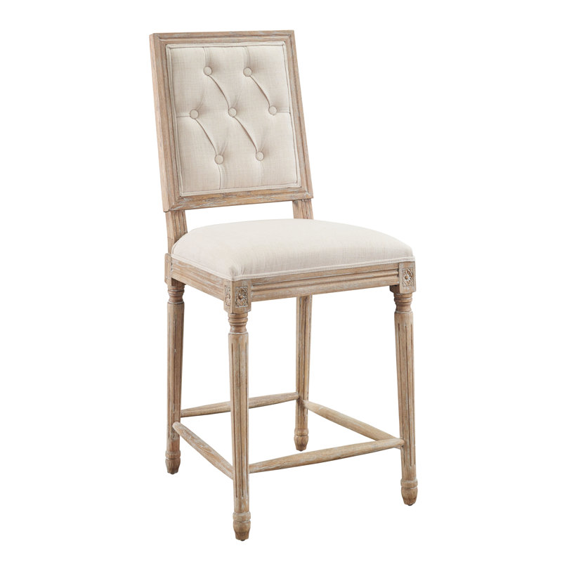 Lathrup Upholstered Counter Stool with Solid Wood Frame, Natural, Counter Stool (25" Seat Height)
