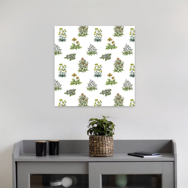 Art contemporain, art floral rétro, H 18 po x l 18 po