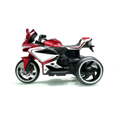 Kids Electric Ride-On Motorcycle in Red, 6V 4.5Ah Battery, 15W Motor, USB Port, Music and Stories, Dynamic Music, LED Lights, Light-Up Wheels, Wireless Phone Connection
