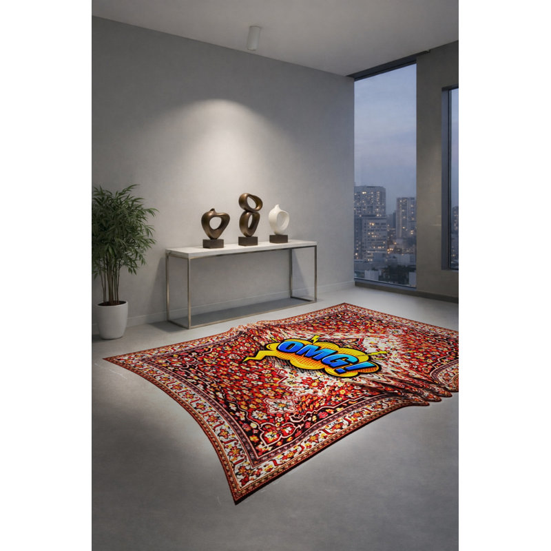 Tapis brun tissé à motif traditionnel lavable Mosso, 2'4" x 3'11"