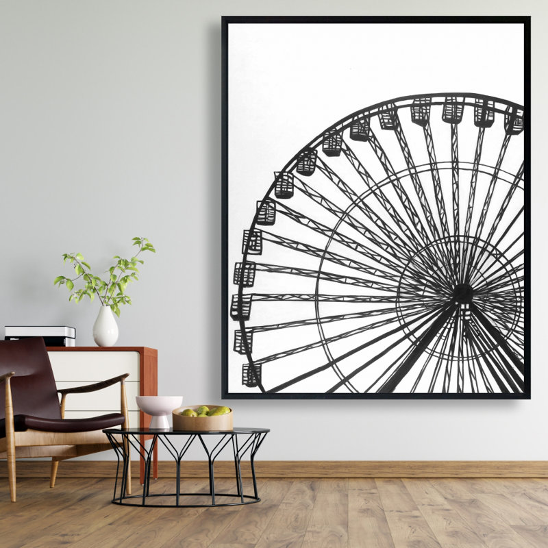 Monochrome Ferris Wheel Print On Canvas
