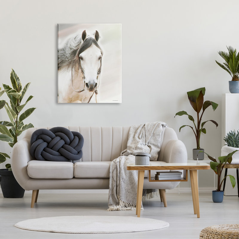 «White Horse Portrait on Canvas» par Kari Brooks, reproduction, H 40 po x l 30 po x P 1,5 po