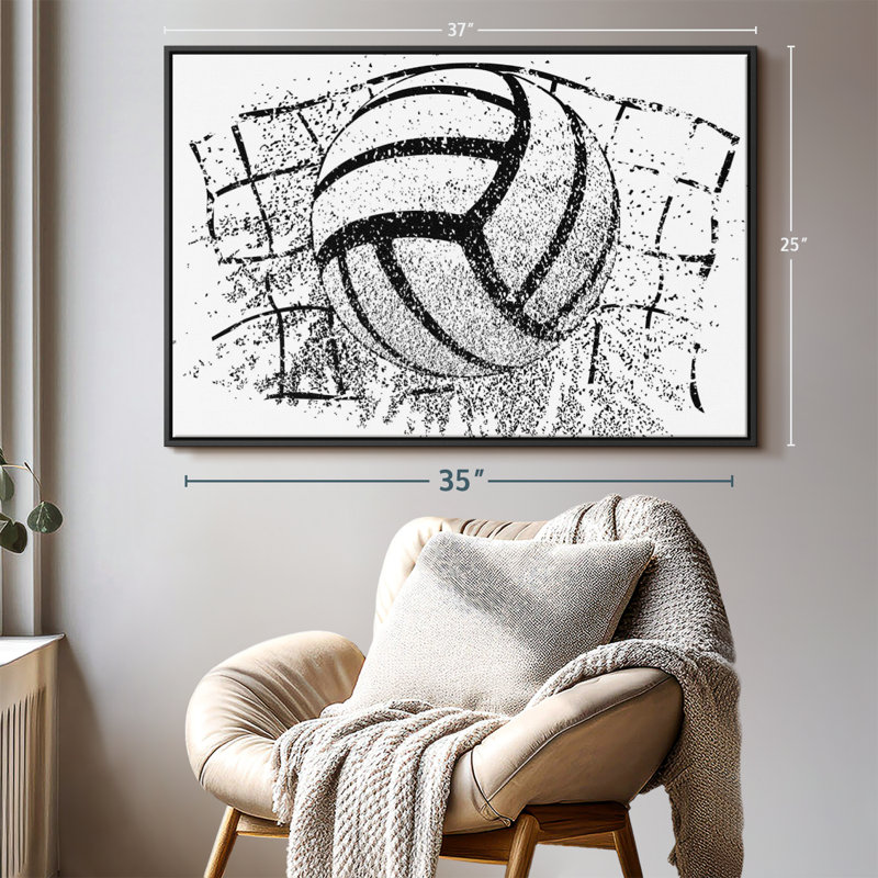 «Grunge Volleyball Canvas Print», 25" H x 37" W