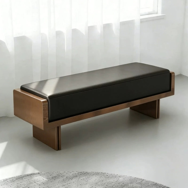 Banc rembourré noir, H 16,54 po x L 62,99 po x P 13,78 po