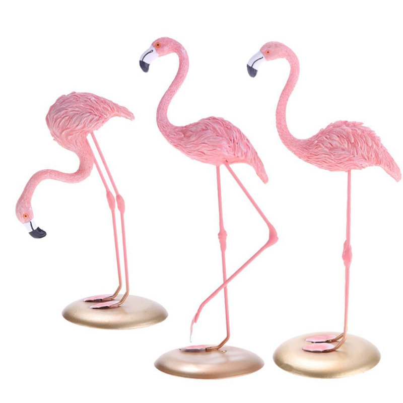 Resin Pink Flamingoes Statue Figurine Collectible Decoration Gift Yard Ornaments Bright Pink Resin Composites Flamingo Make Great Home Garden Decor (set Of 3)