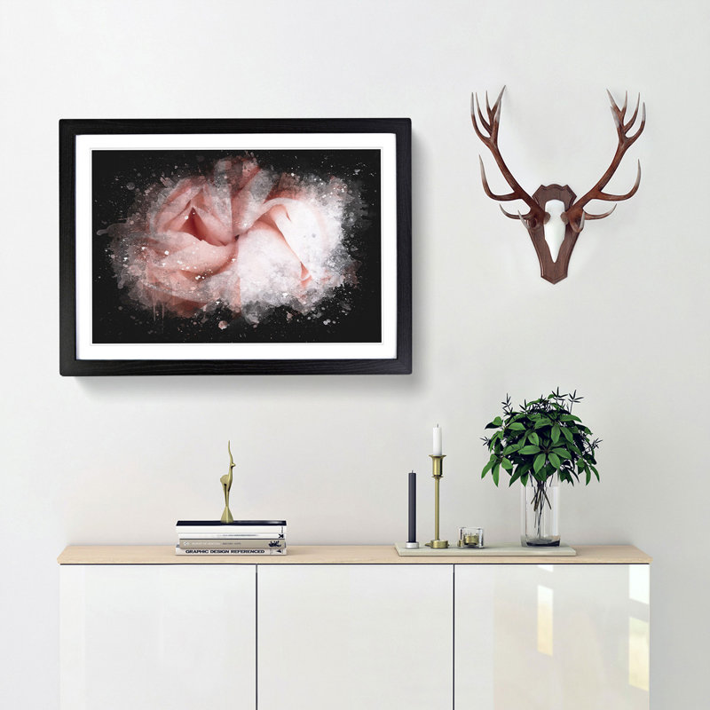 Petals of a Pink Carnation - Picture Frame Graphic Art Print, 24cm H x 33cm W x 2cm D, Black Framed