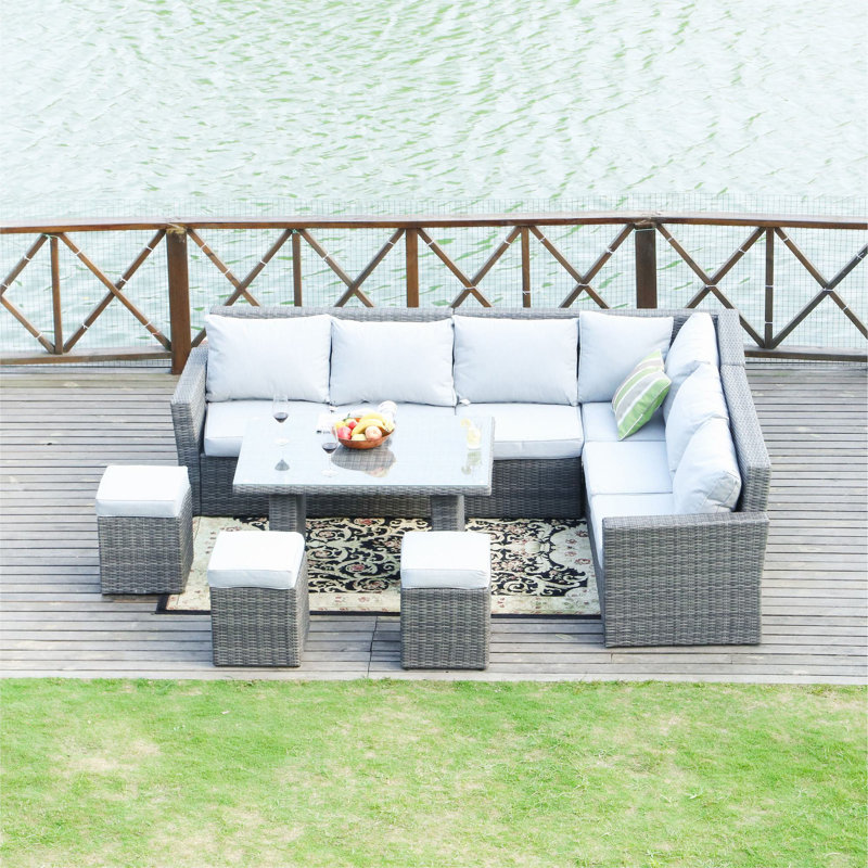 Outten 8 - Person Patio Conversation Set with Cushions, Gray