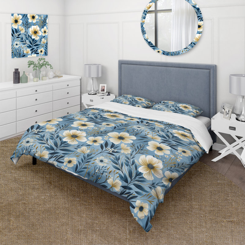 Ensemble de housse de couette Michaelangour - Floral, Housse de couette simple + 1 taie décorative stan