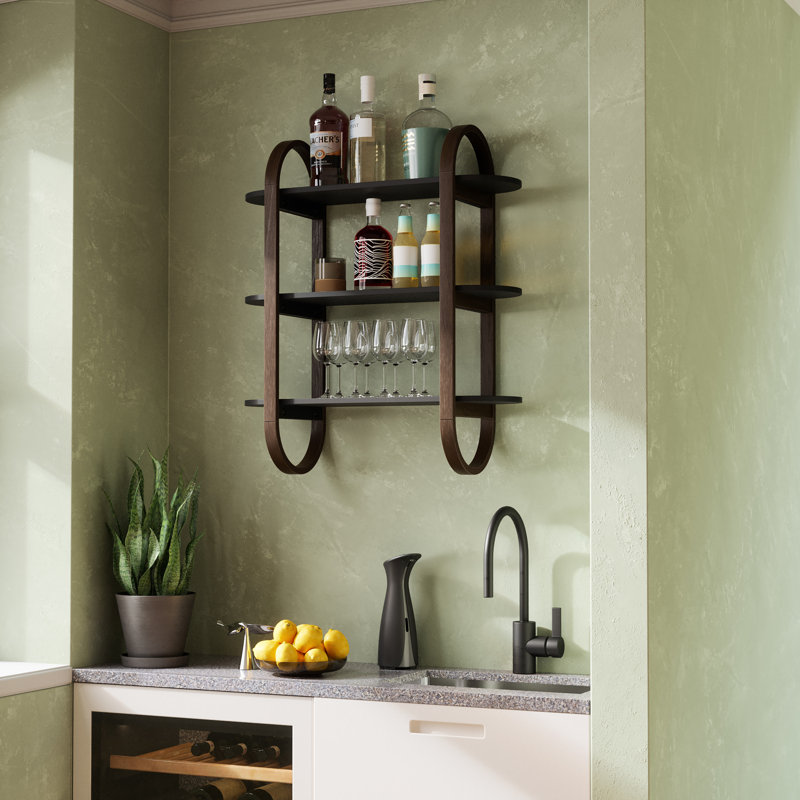 Bellwood Black Walnut 3-Tier Floating Wall Shelf
