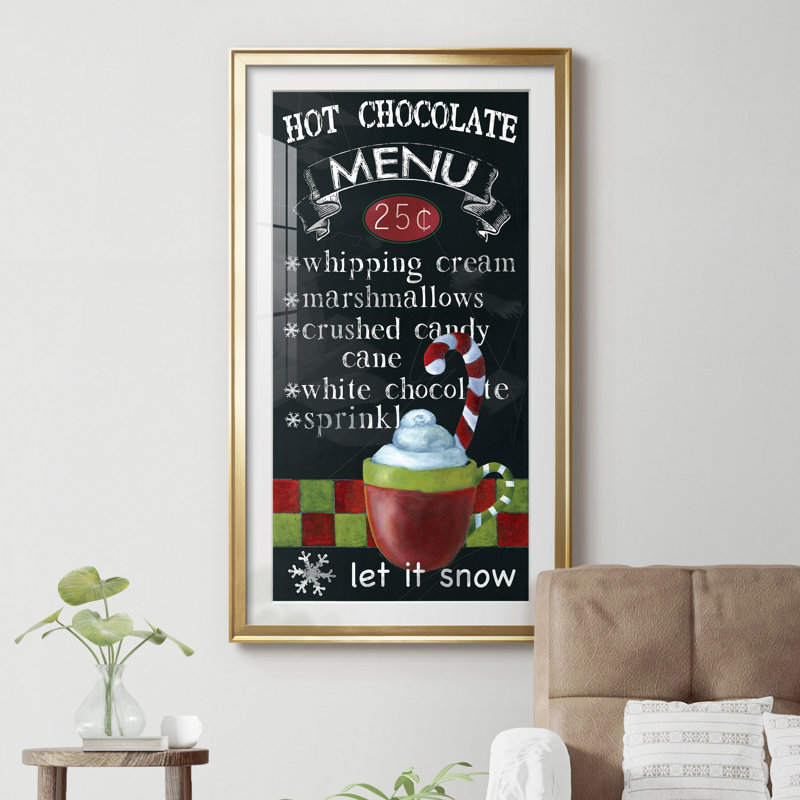 «Chalkboard Hot Chocolate», reproduction d'art textuel sur papier encadré, Encadrement doré, H 14,5 po x l 26,5 po x P 1,5 po