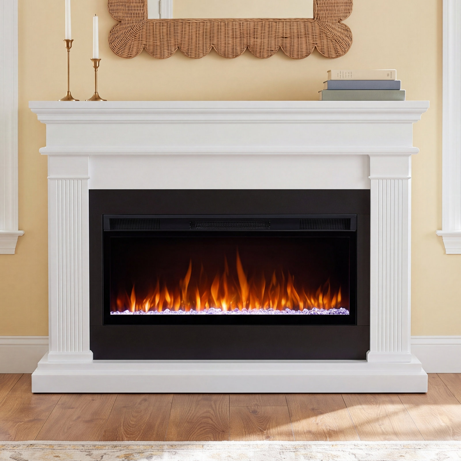 Real Flame® Beau Electric Fireplace, White, Standard