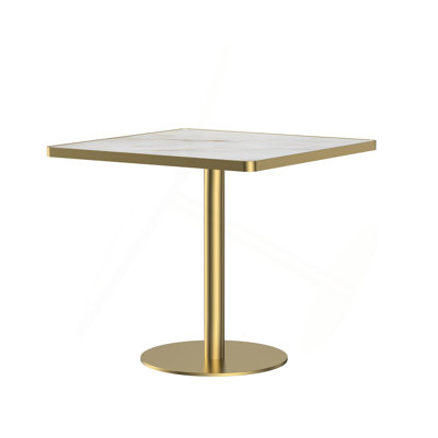 Table carrée bistro moderne tulipe 31,5 pouces avec plateau en faux marbre, facile à assembler, structure en métal robuste