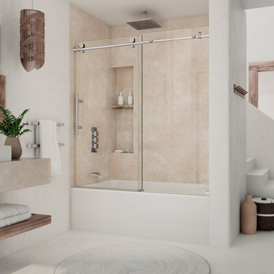 DreamLine Continuum 55-59 in. W x 62 in. H Fully Frameless Sliding Tub Door