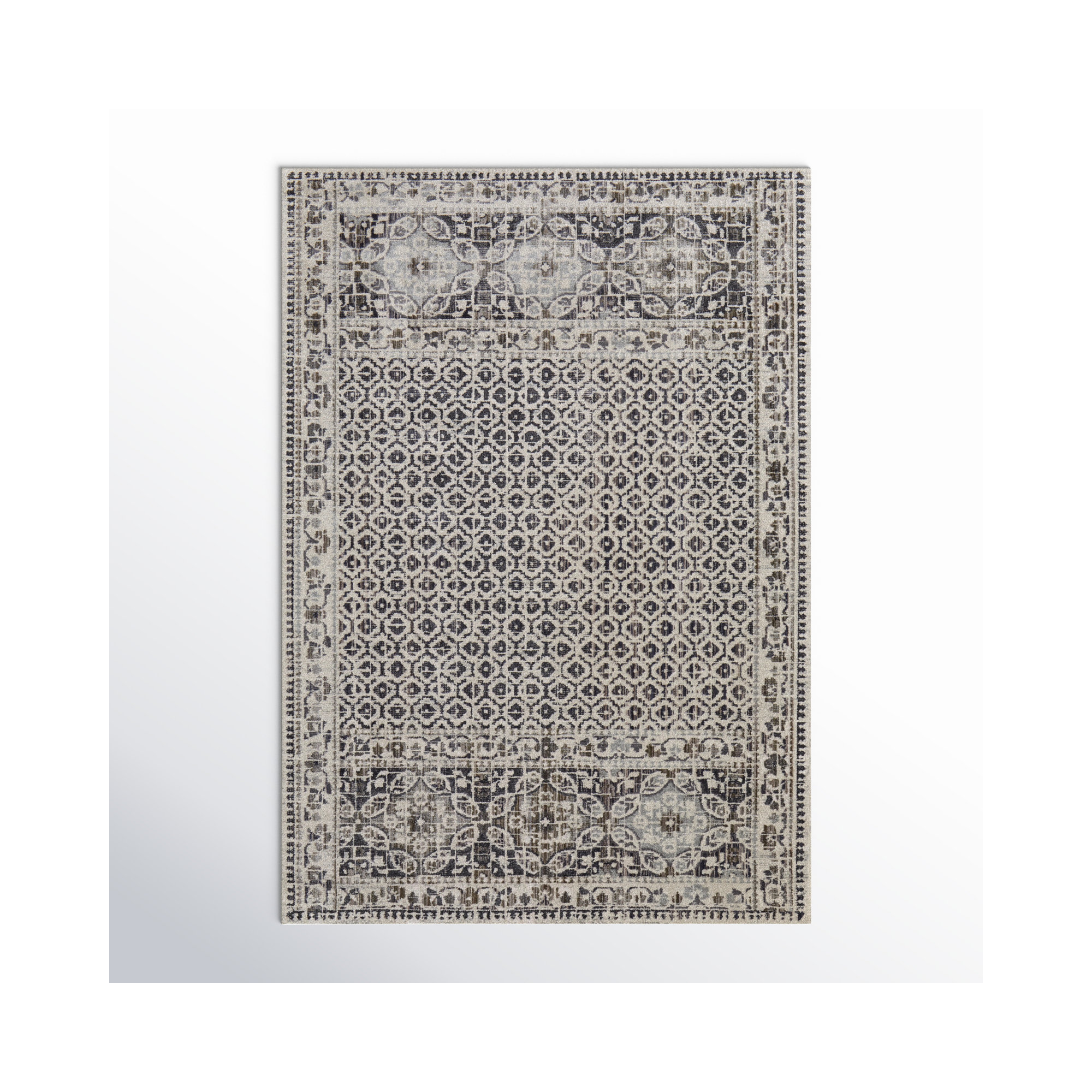 Chander Black/Ivory Rug, Rectangle 5'3" x 7'6"