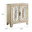 Console élégante avec façade en miroir blanc antique et portes de tablettes cachées pour une touche d'entrée
