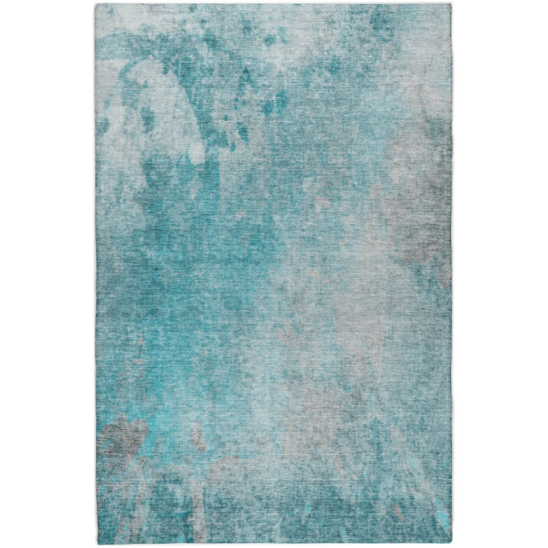Premium Machine Washable Dream Shag ADS562 Abstract Rug, Teal, 8' x 10'