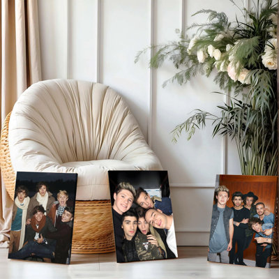 Ensemble de 3 affiches encadrées, toile One Direction, photos du groupe de musique pop, décoration murale pour chambre ou salon, cadeau pour fan, impression de haute qualité, décoration intérieure moderne, œuvre d'art de célébrité, décoration sur le thème de la musique