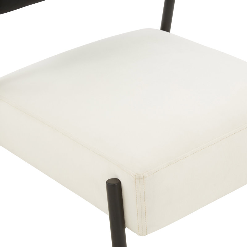Canvey Velvet Side Chair, Cream, Black