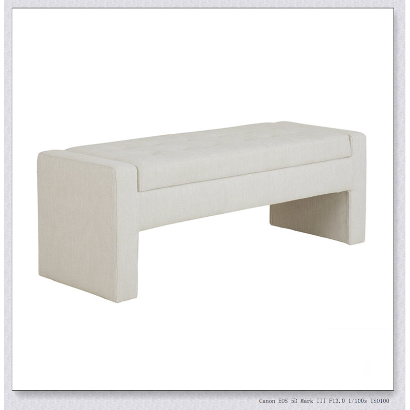 Banc de rangement touffeté à fermeture douce et confortable, Crème, crème