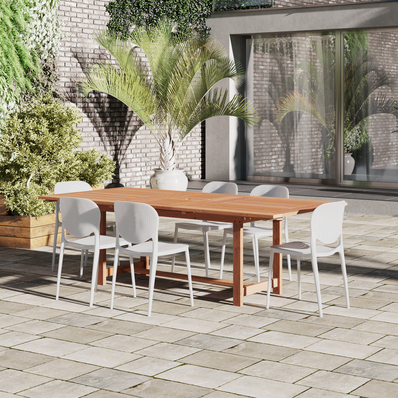 Anautica 71" Eucalyptus Patio Dining Set