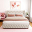 Velvet Upholstered Bed With Slatted Frame And Headboard Button And Rivet Upholstery-805193061-778760821