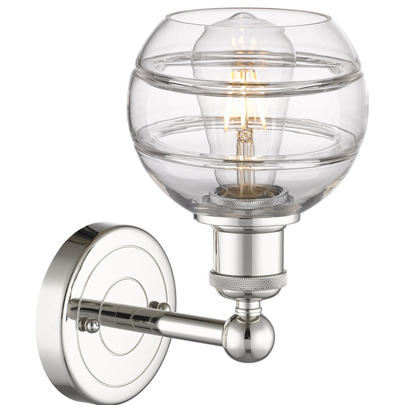 Applique murale 8 lumières Edison Bienes, Transparent, H 10,13 po x l 5,88 po x P 7,44 po, Nickel poli