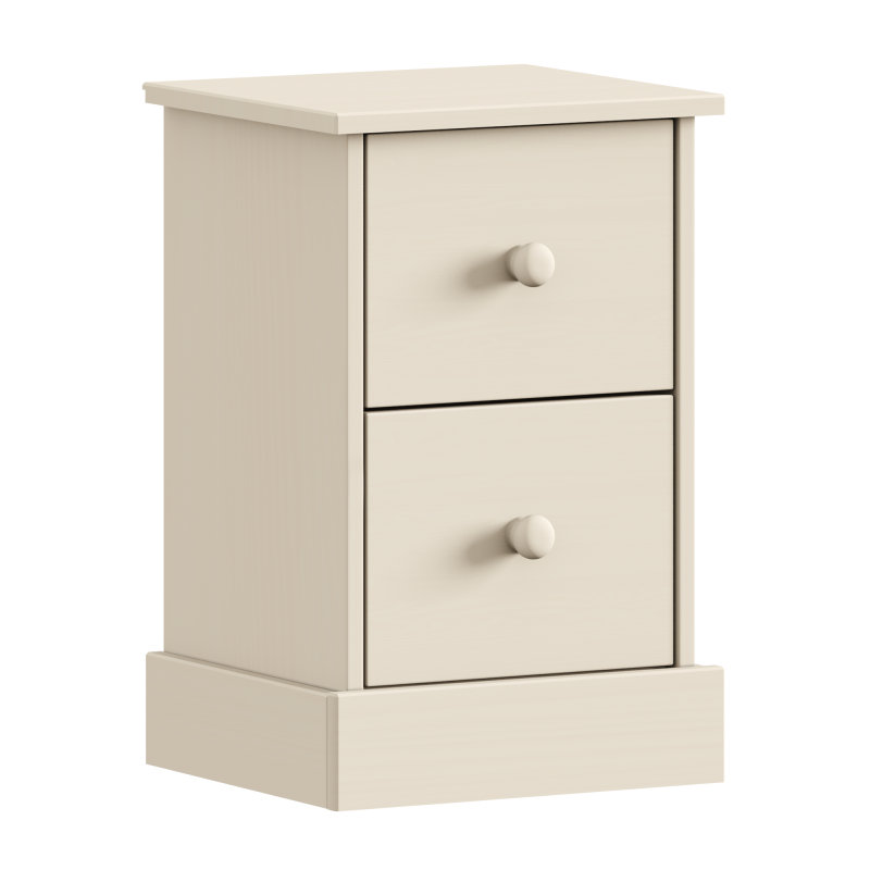 35cm W Solid Wood Bedside Table, White