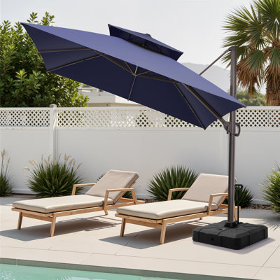 116' X 116' Square Double Top Patio Cantilever Umbrella, Wheel Weighted Base Included