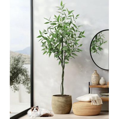 Arbre d'eucalyptus artificiel avec pot d'intérieur pour la maison et le bureau