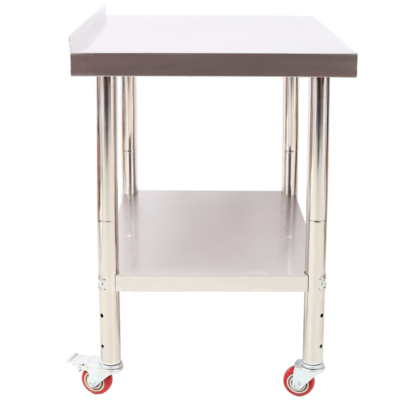 Table de préparation robuste en acier inoxydable 30 X 24 35-1 / 2 pouces avec capacité de 440 lb, dosseret, tablette inférieure réglable et 4 pour le rangement de la lessive