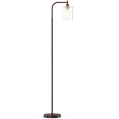 Rogan Modern Standing Tall Industrial Arched/Arc Floor Lamp with Glass Shade and 2 Bulbs Included