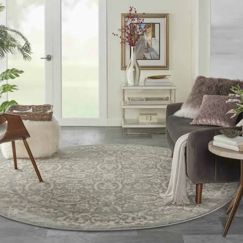 Tapis gris Alana, Rond 7 pi 10 po