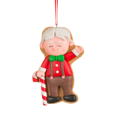 Ensemble d'ornement père Noël rouge et brun en argile ondulée