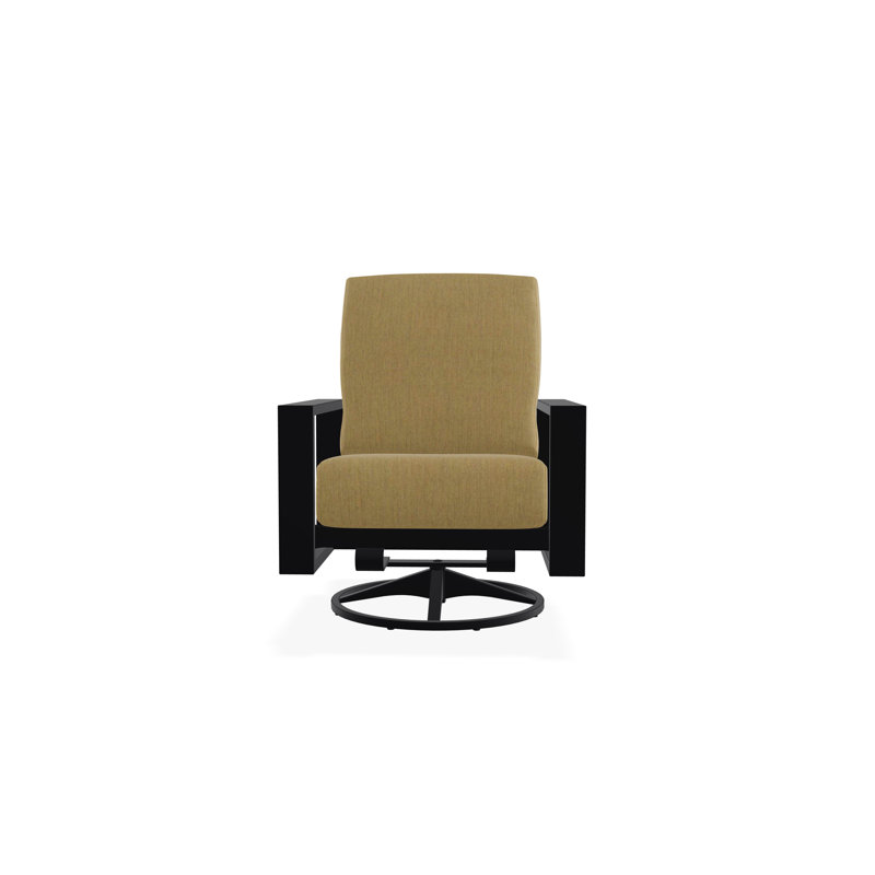 Chaise berçante pivotante Larssen, Noir, noir, noir, noir, Toile Sunbrella® beige chiné