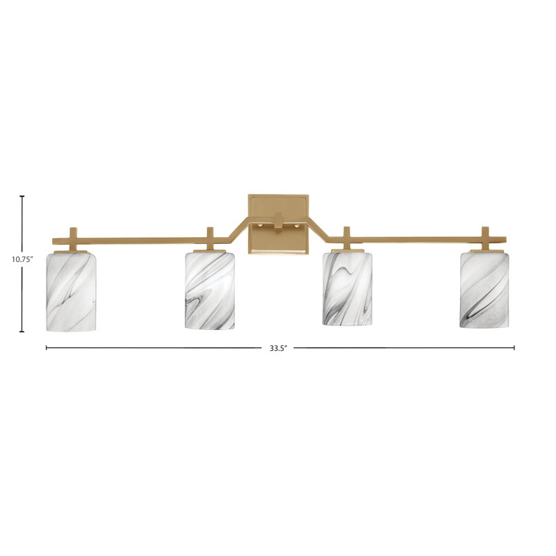 Barre de bain Headland illustrée d'un verre tourbillon onyx de 6 po, H 10,75 po x l 33,5 po x P 5,25 po, Laiton